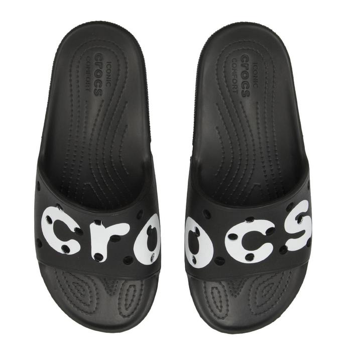 Crocs クロックス Classic Logo Slide 2 クラシック スライド 6667 066 Black White Abc Mart 公式通販