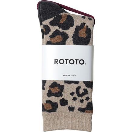 ROTOTO ロトト パイルレオパードクルーソックス