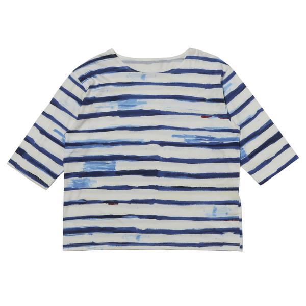 PORTER CLASSIC アーティスト ボーダー ボートネック シャツ ブルー M