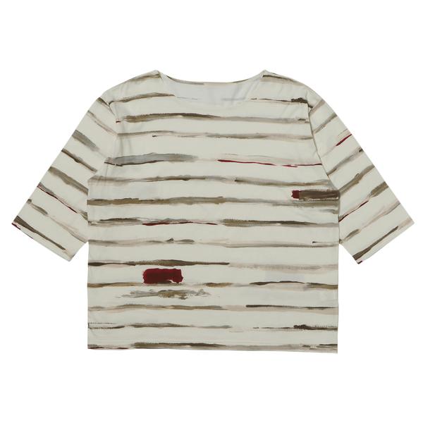 PORTER CLASSIC アーティスト ボーダー ボートネック シャツ ベージュ M