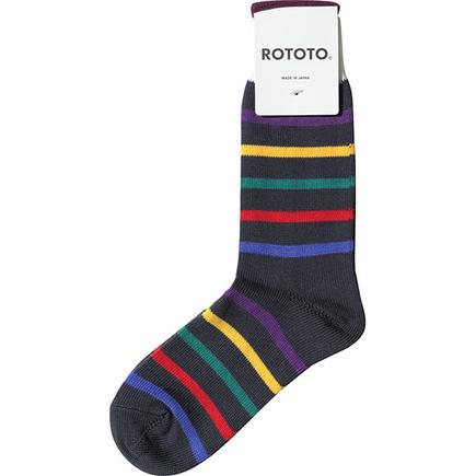 ROTOTO ロトト ファイブストライプクルーソックス