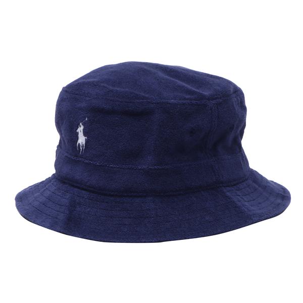 POLO RALPH LAUREN コットンブレンド テリー バケットハット ブルー L