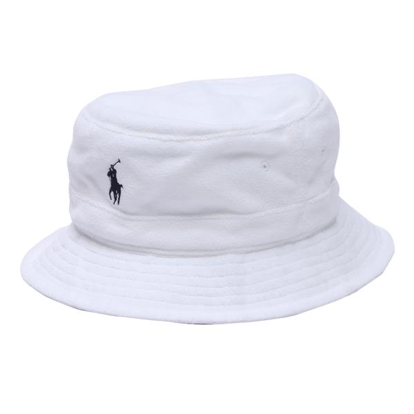 POLO RALPH LAUREN コットンブレンド テリー バケットハット ホワイト L