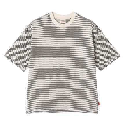 Healthknit ナローボーダージャージクルーネック Tシャツ