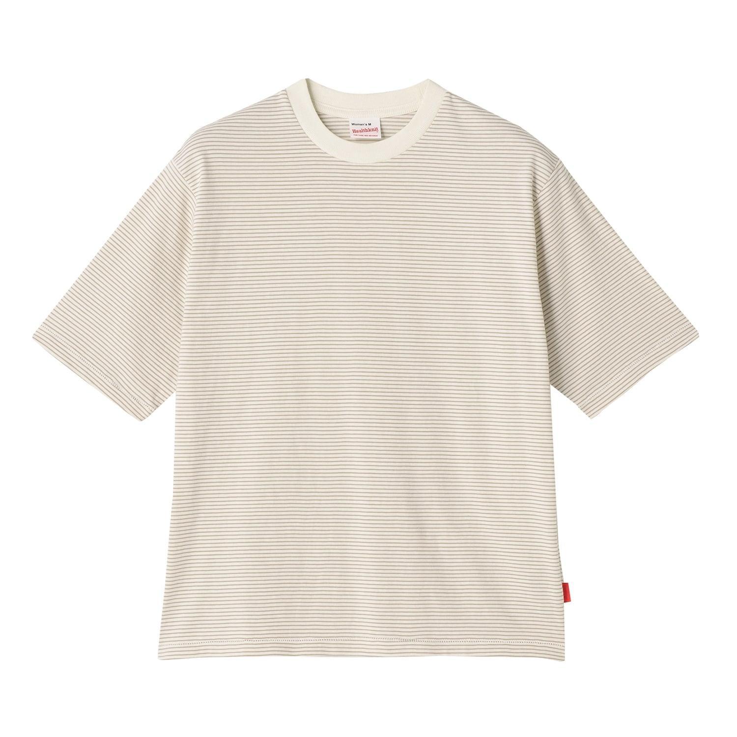 Healthknit HEALTH KNIT Narrow Border Jersey Crew Neck Tee