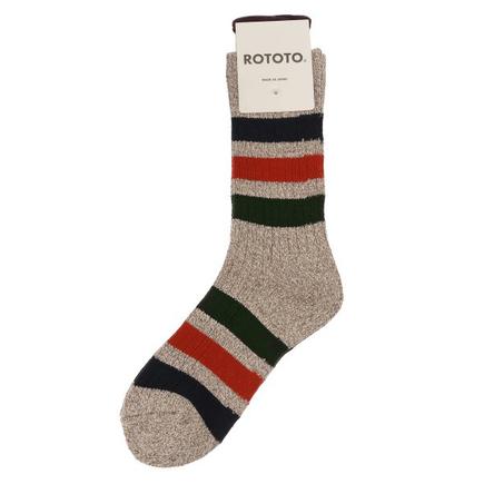 ROTOTO ロトト パークストライプクルーソックス