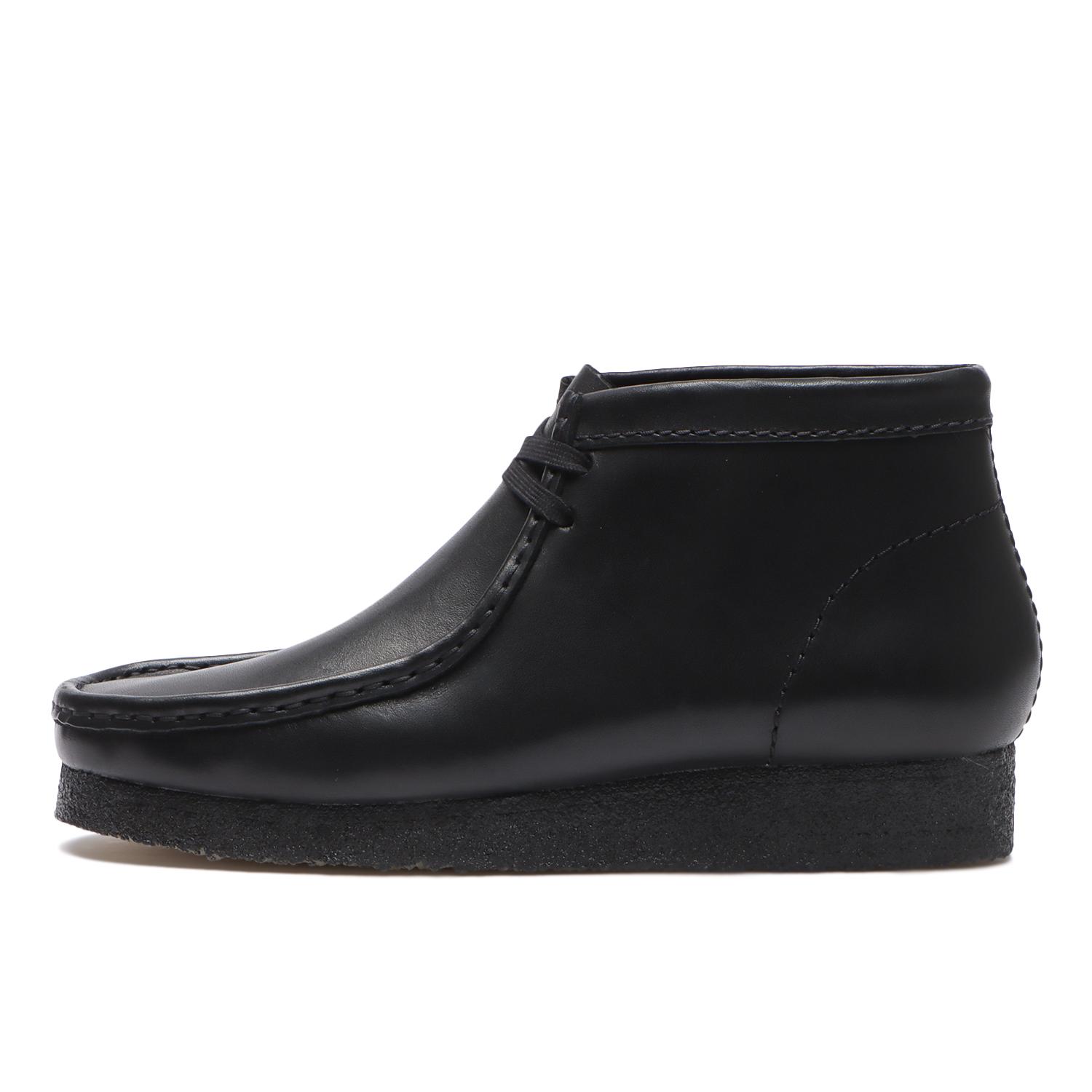 Clarks Men's Wallabee Boots – Black Leather, Round Toe, Lace-Up Chukka Style (Model 26155512)