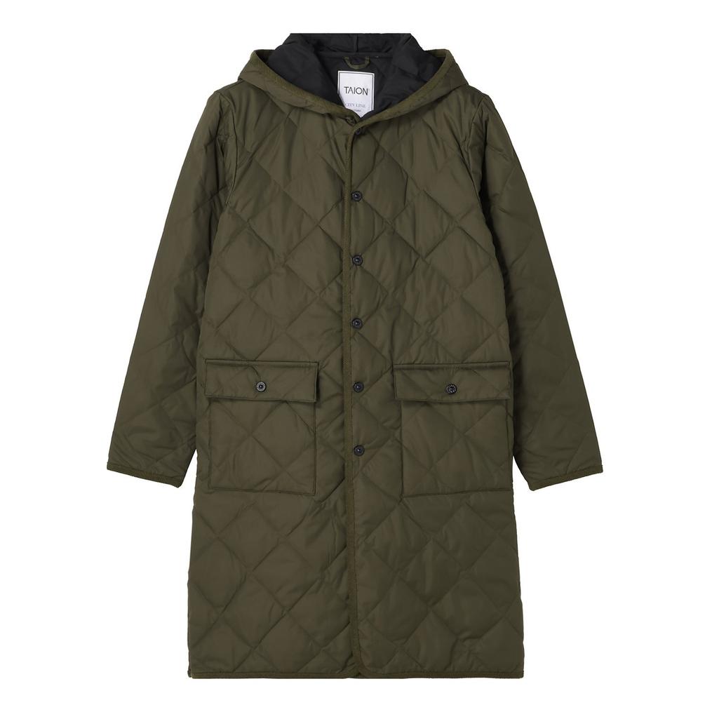 TAION TAION W's City Piping Hood Long Down Coat画像1