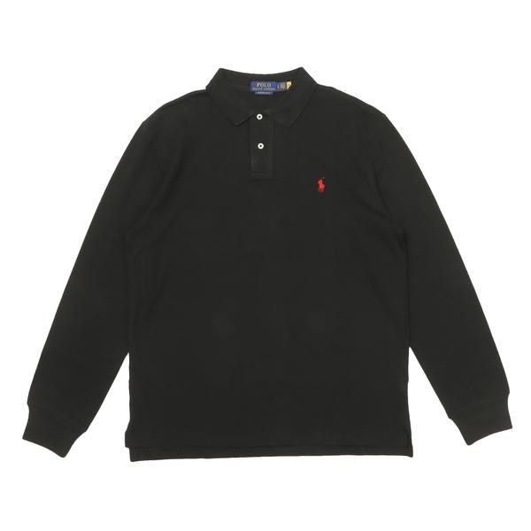 POLO RALPH LAUREN カスタム スリムフィット ロングスリーブ メッシュ ポロシャツ ブラック M