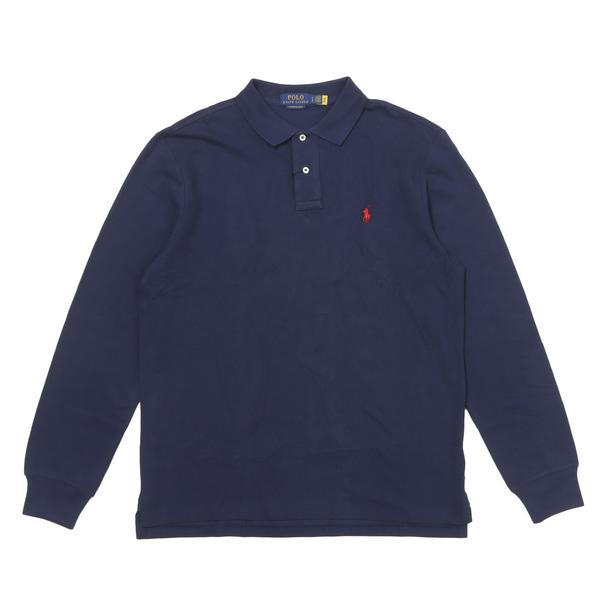 POLO RALPH LAUREN カスタム スリムフィット ロングスリーブ メッシュ ポロシャツ ブルー M