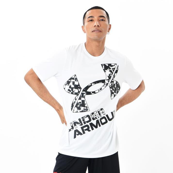yUNDER ARMOURz A_[A[}[ M TECH BIG LOGO SS SEASONAL V[gX[u 1384796 100WHT XL