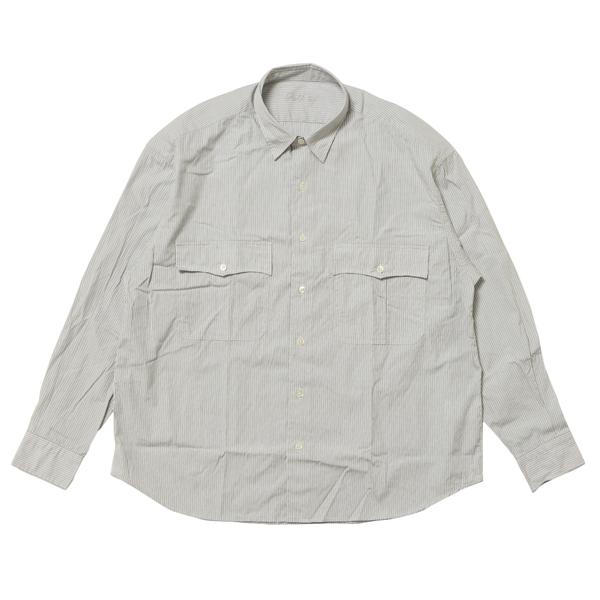 PORTER CLASSIC ロールアップ ストライプシャツ グレー M