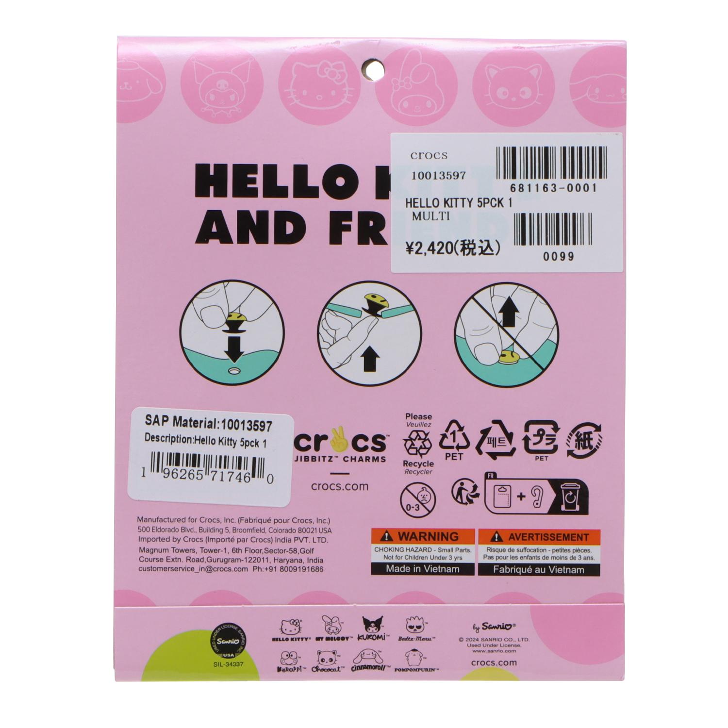 【⑤】　パック crocs】 クロックス HELLO KITTY 5 PACK 1 ハロー キティ 5