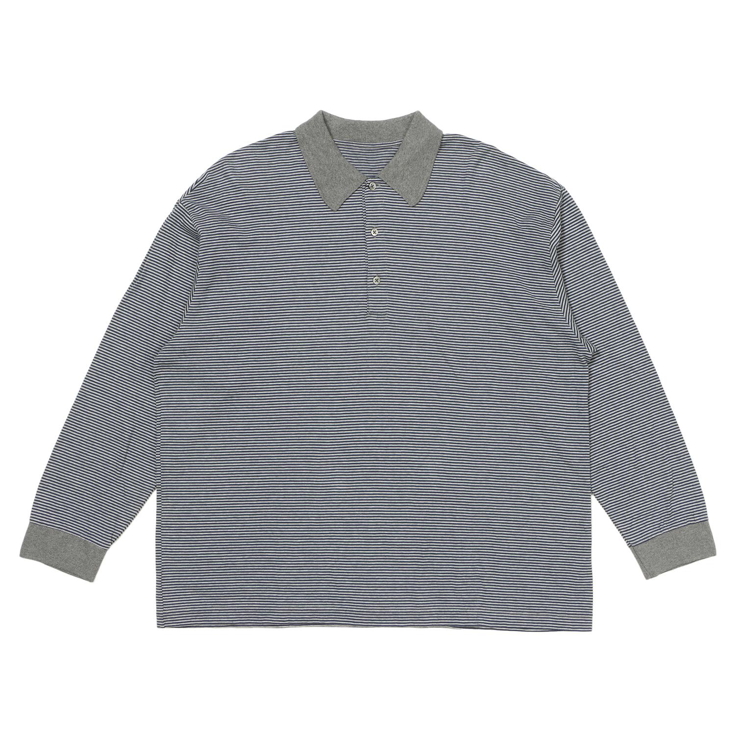  PORTER CLASSIC H/W BEATNIK BORDER LONG SLEEVE POLO SHIRT画像1
