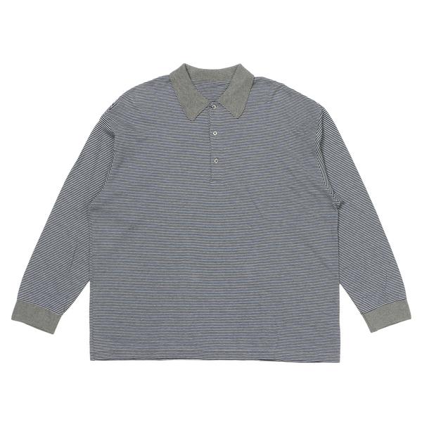 PORTER CLASSIC H/W ビートニック ボーダー ロングスリーブ ポロシャツ ブルー L