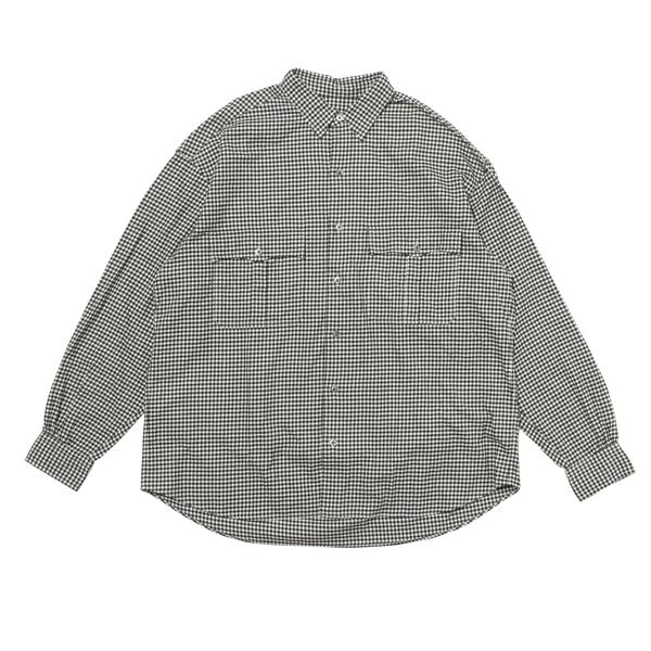 PORTER CLASSIC ロールアップ フランネル ギンガムチェック シャツ ブラック M