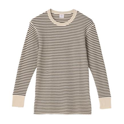 JEMORGAN ワッフルロングスリーブボーダークルー