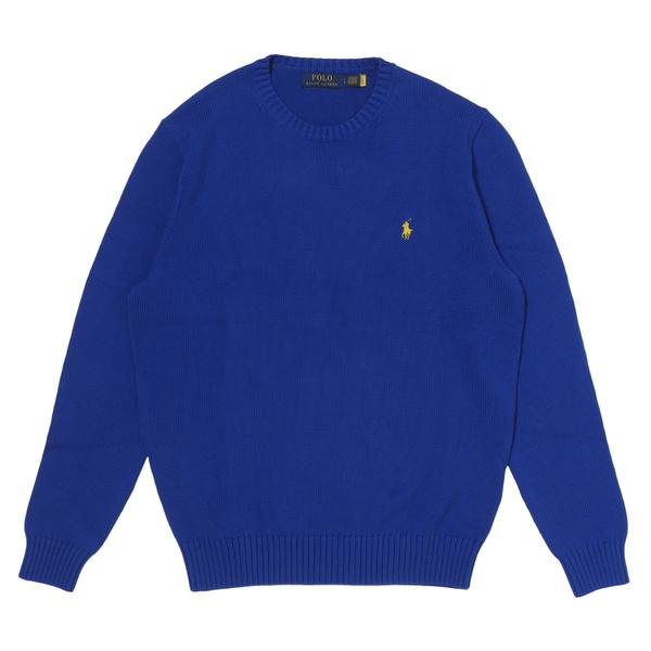POLO RALPH LAUREN コットン クルーネック セーター ブルー M