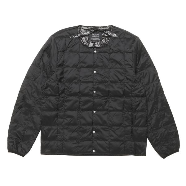 TAION ベーシック クルーネック ボタン インナーダウンベスト ブラック M