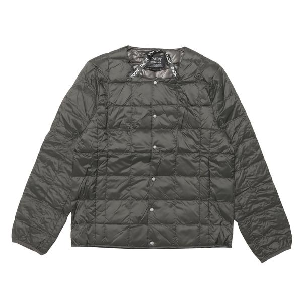 TAION ベーシック クルーネック ボタン インナーダウンベスト グレー M