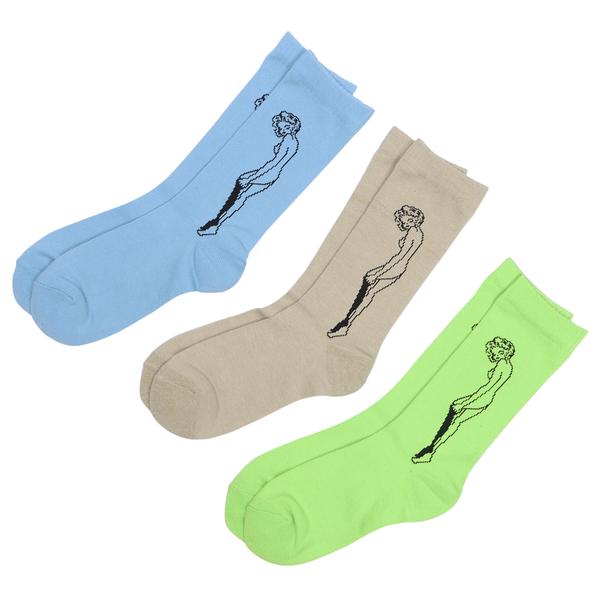 WHIMSY キャシーソックス 3パック マルチカラー F