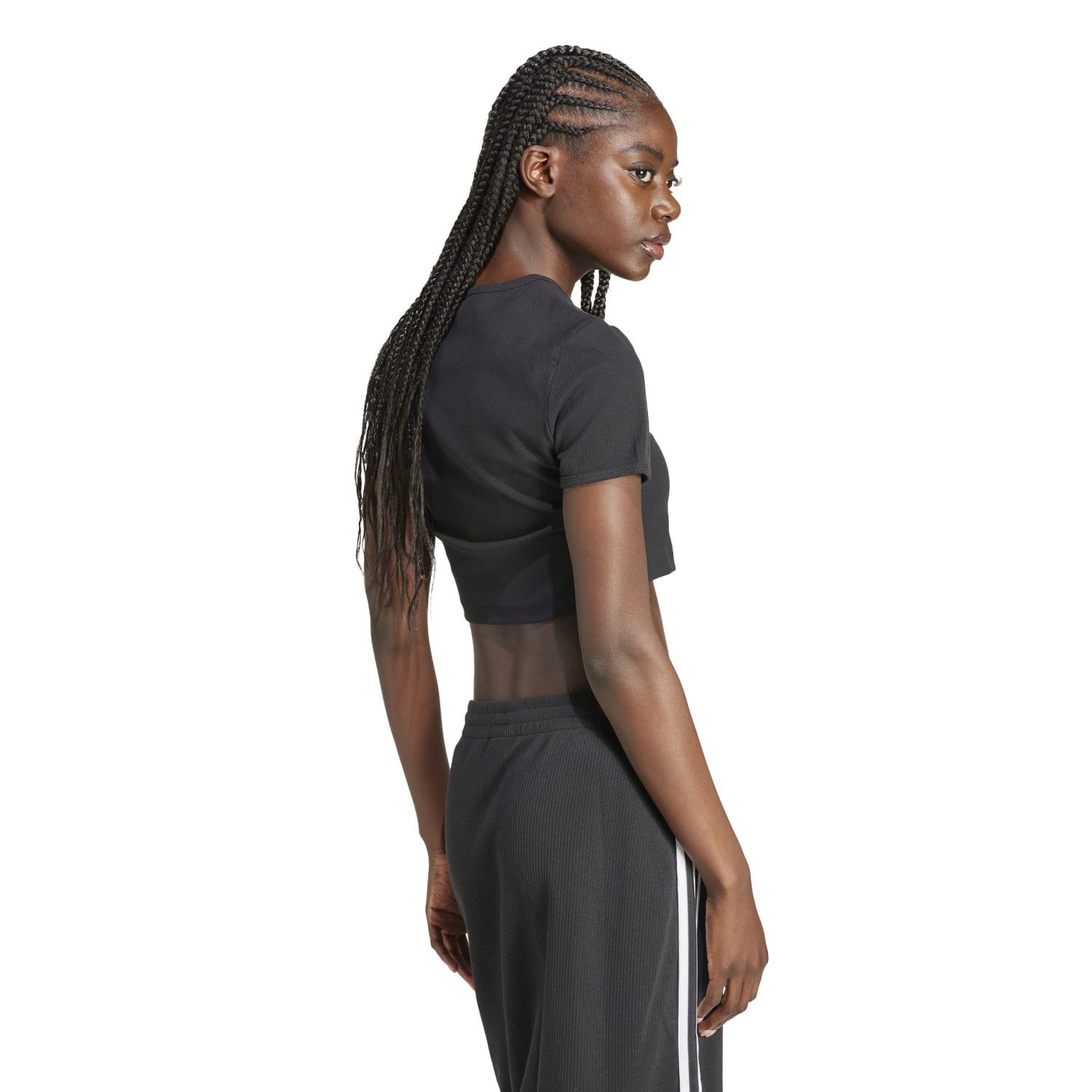レディース 【adidas】W ESS CROP TEE BLACK 国内発送 レディース 【adidas】 アディダス W ESS RIB TEE ショート