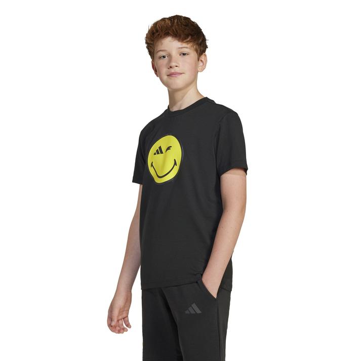 キッズ 【adidas】 アディダス K SMILEY Tシャツ ショートスリーブ JC7581 BLACK/BYELLOW 130