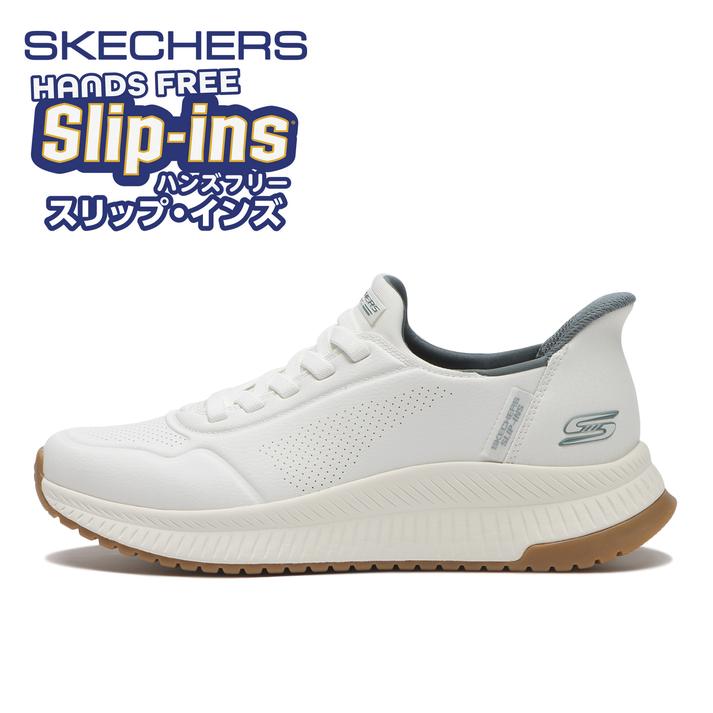 yz ySKECHERSz XPb`[Y BOBS SQUAD 4 - DIRECT STEP {uXXNbh4 - _CNgXebv 118424 WHT 25cm