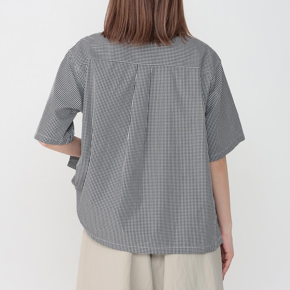 モデル：161㎝ / 着用サイズ：36 DANTON DANTON W's Cotton Poplin Half Sleeve Shirt画像3
