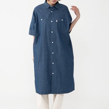 DANTON ウィメンズコットンシャンブレーワークシャツドレス