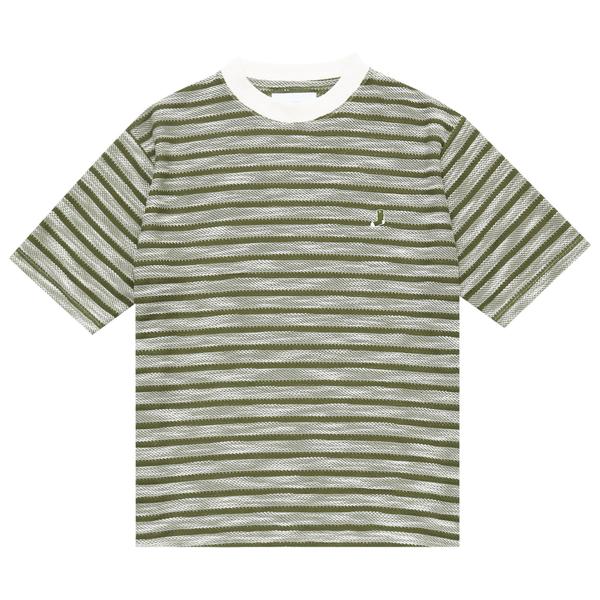 WHIMSY スラブニット ボーダー TEE カーキ M