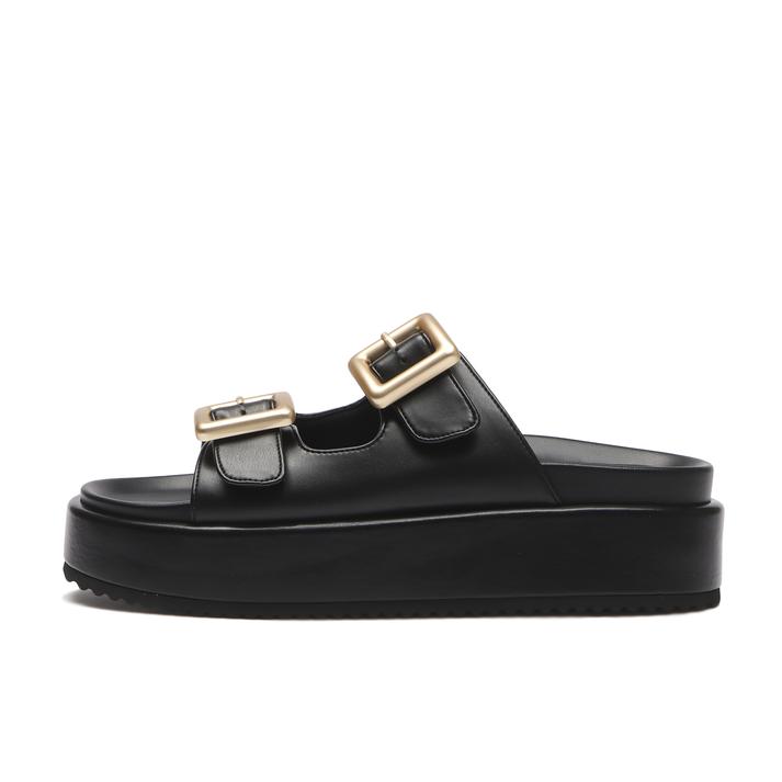 【送料無料】 レディース 【JOLI ENCORE】 ジョリーアンコール DOUBLE BELT PLATFORM SANDALS ダブルベルトプラットフォームサンダル JE-2252 BLACK L(24cm-)