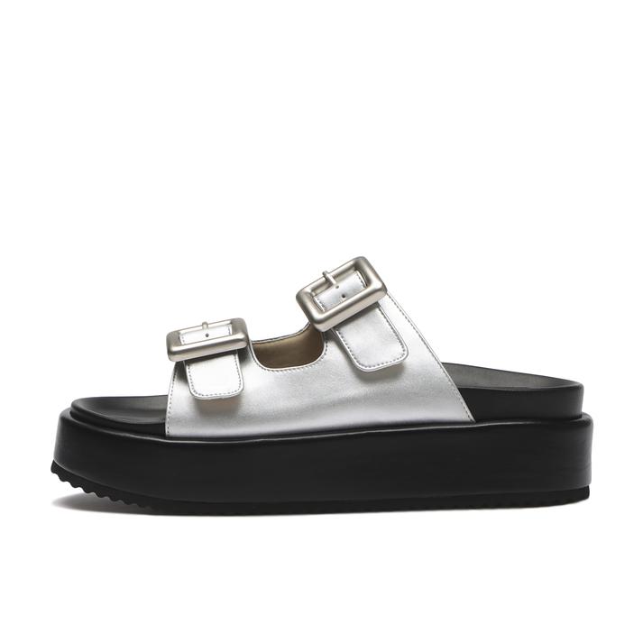 【送料無料】 レディース 【JOLI ENCORE】 ジョリーアンコール DOUBLE BELT PLATFORM SANDALS ダブルベルトプラットフォームサンダル JE-2252 SILVER L(24cm-)