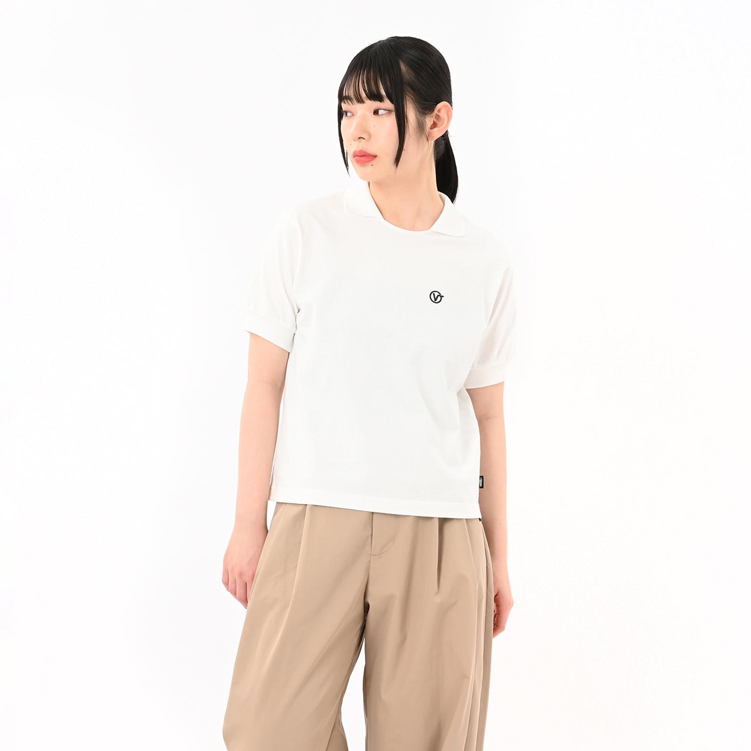 Vans W Collared Cropped Tee 125R3061300 WHITE — photo 1 of 6