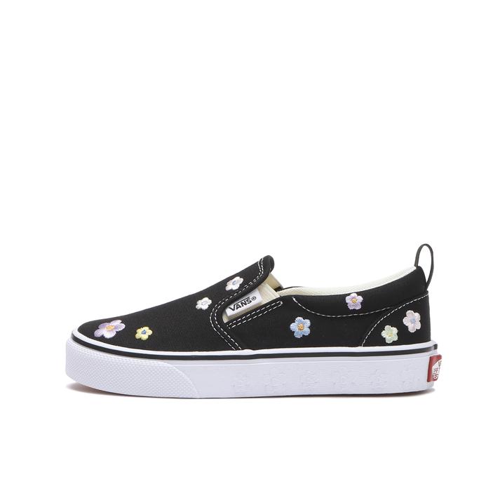 yz LbY yVANSz @Y 17-22(H) SLIP ON Xb| V98PS EB.FLW BLK/WHT/FLW 17.5cm