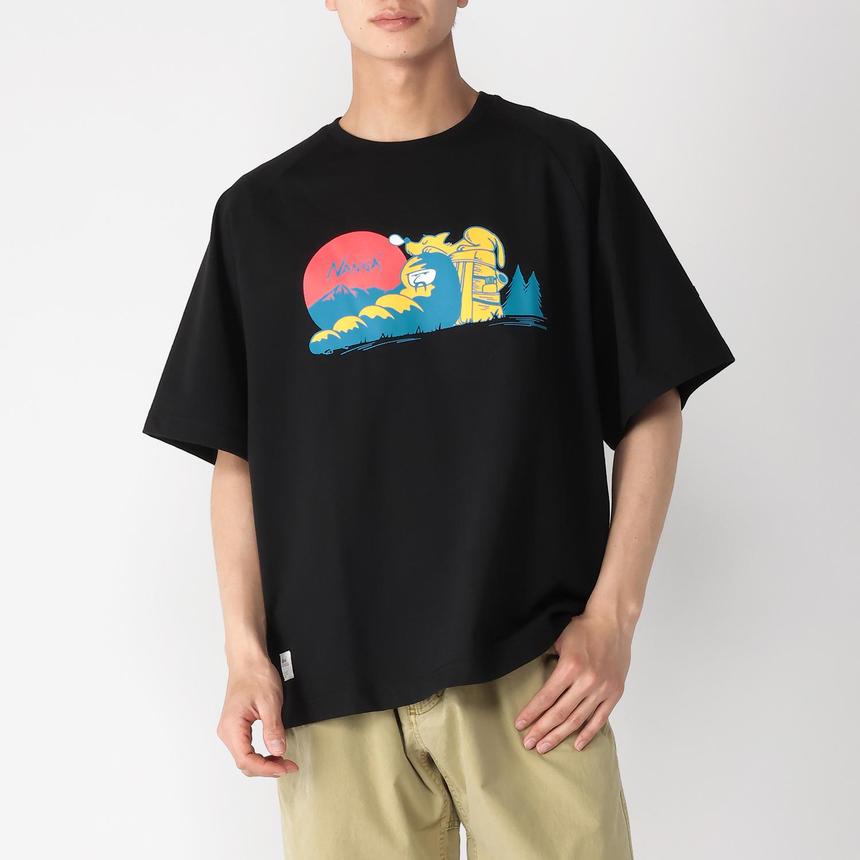 NANGA NANGA Eco Hybrid Raglan Sleeve Oversized Print Tee Sun 