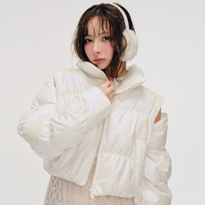 yz fB[X yadidasz AfB_X W ESS GLOSSY PUFF JKT AE^[ JX2990 OFFWHITE L