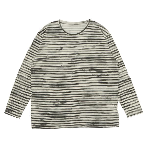 PORTER CLASSIC アーティスト ボーダー ロングスリーブ シャツ グレー M