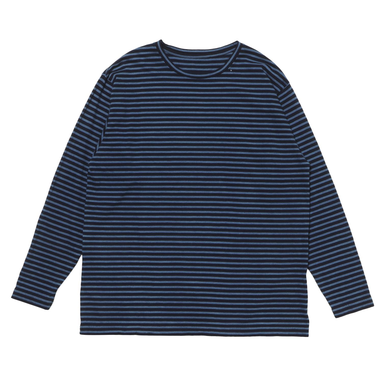  PORTER CLASSIC H/W INDIGO BORDER CREWNECK画像1