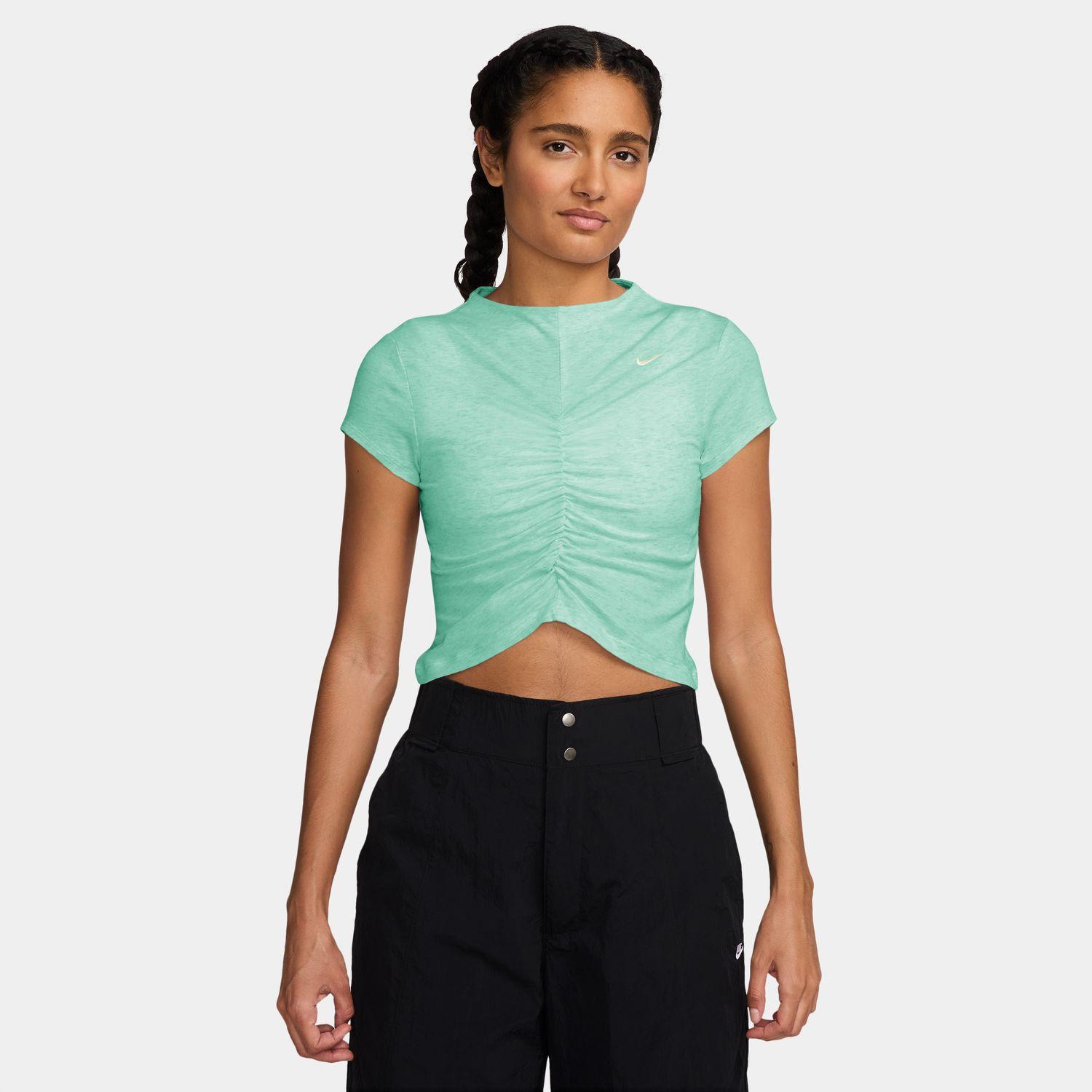  NIKE W TIGHT SHORT-SLEEVE CROPPED MOCK-NECK TOP画像1