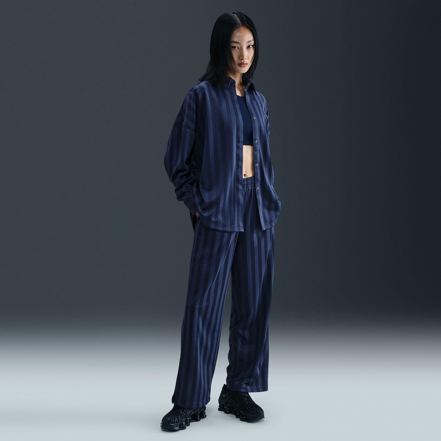  NIKE W OVERSIZED JACQUARD STRIPED BUTTON DOWN SHIRT画像4