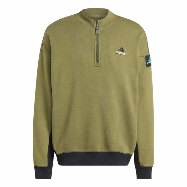 adidas エキップメント ブロックド ハーフジップ グリーン L