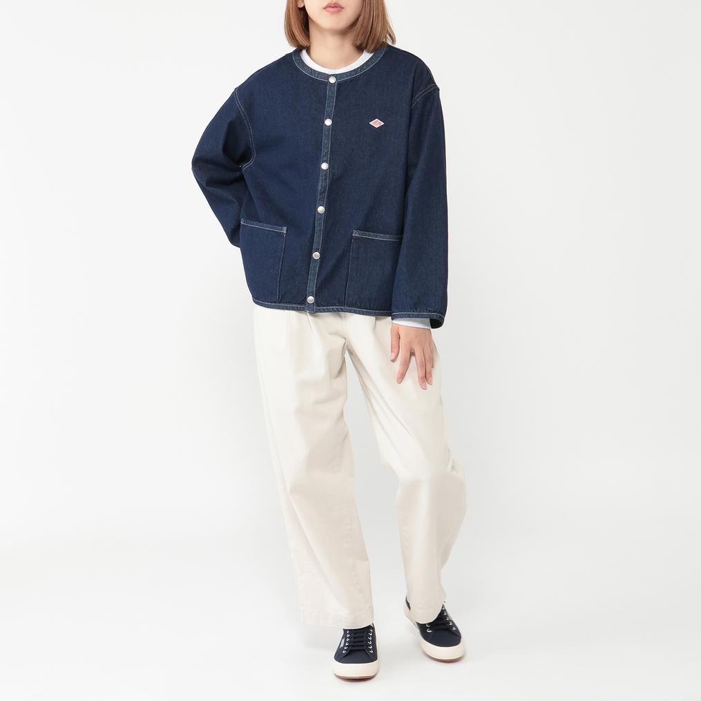 モデル：161cm / 着用サイズ：36 DANTON DANTON W's Denim Collarless Jacket画像2