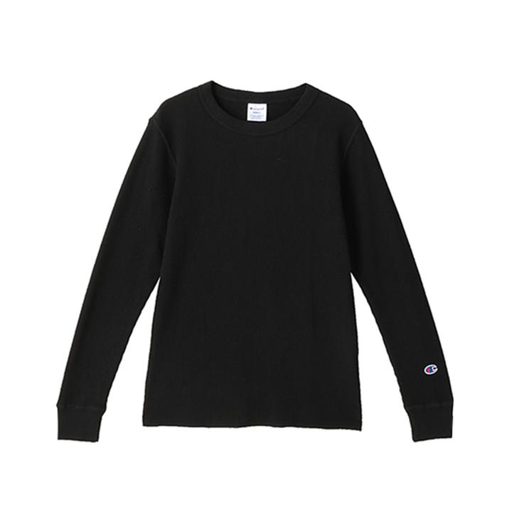 CHAMPION M WAFFLE LONG SLEEVE TEE 090/BLACK