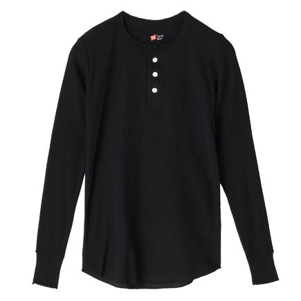 Hanes サーマルヘンリーネックロングスリーブTシャツ