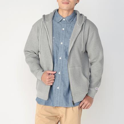 JEMORGAN ビッグワッフルフルジップパーカー