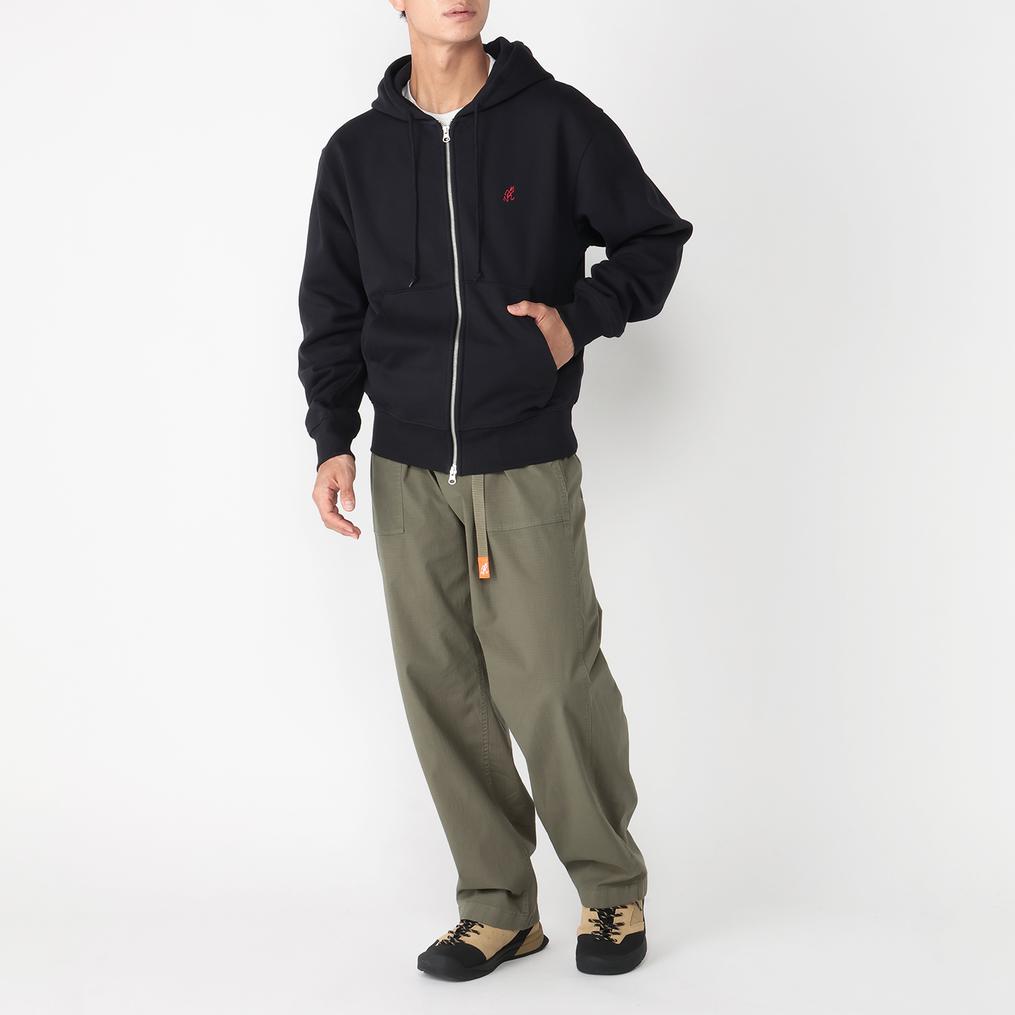 モデル：175cm / 着用サイズ：L Gramicci GRAMICCI One Point Zip Hooded Sweat Shirt画像2