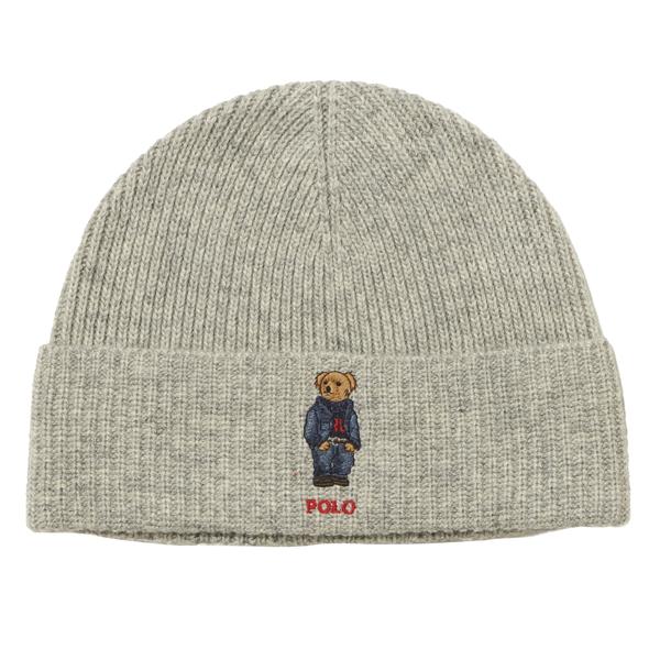 POLO RALPH LAUREN ソリッド デニム ベア ビーニー グレー F