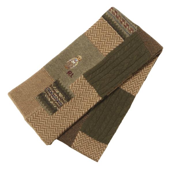 POLO RALPH LAUREN チャールズ ベア パッチワーク マフラー マルチカラー F