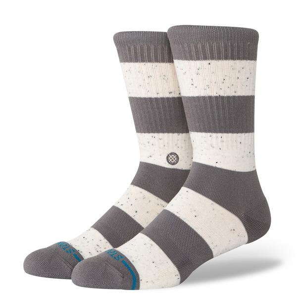 STANCE SOCKS ネップ ストライプ  クルー グレー L